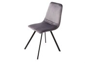 Chaise de salle &agrave; manger velours m&eacute;tal gris...