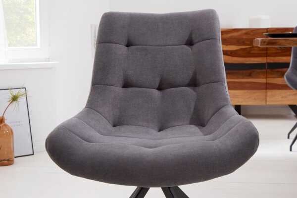 Chaise de salle à manger sans accoudoirs Gris en tissu Similicuir Métal
