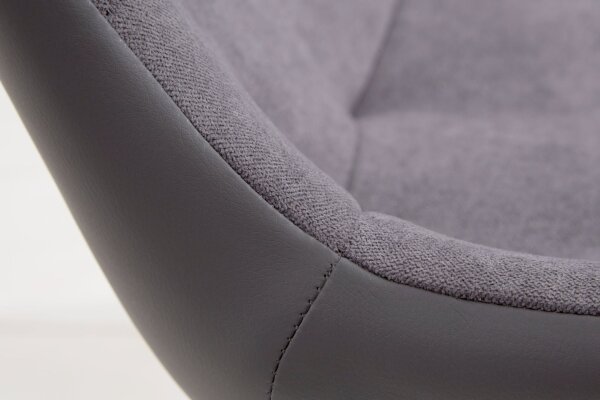 Chaise de salle à manger sans accoudoirs Gris en tissu Similicuir Métal
