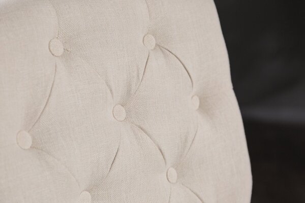 Chaise de salle à manger Beige Tissu Bois Chesterfield avec accoudoirs