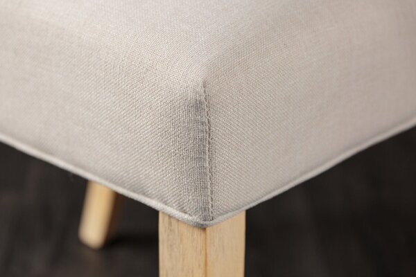 Chaise de salle à manger Beige Tissu Bois sans accoudoirs Chesterfield