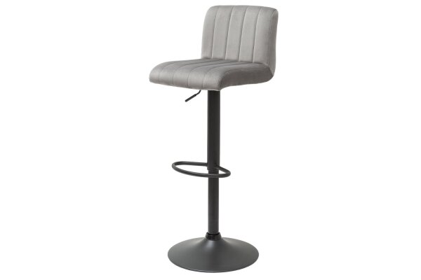 Chaise de bar réglable en hauteur Gris Noir Velours Métal