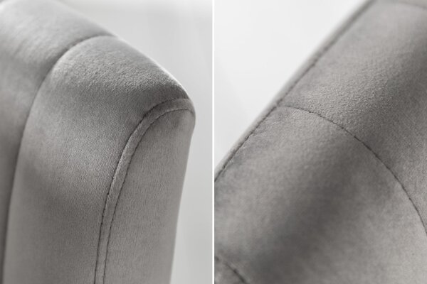 Chaise de bar réglable en hauteur Gris Noir Velours Métal