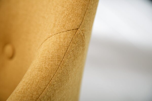 Chaise de salle à manger jaune marron en tissu bois avec accoudoirs Skandi
