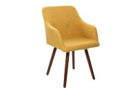 Chaise de salle à manger jaune marron en tissu...