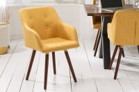 Chaise de salle à manger jaune marron en tissu...