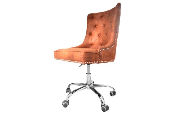 Chaise de bureau tissu métal marron réglable en hauteur
