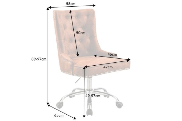 Chaise de bureau tissu métal marron réglable en hauteur