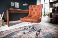 Chaise de bureau tissu métal marron...