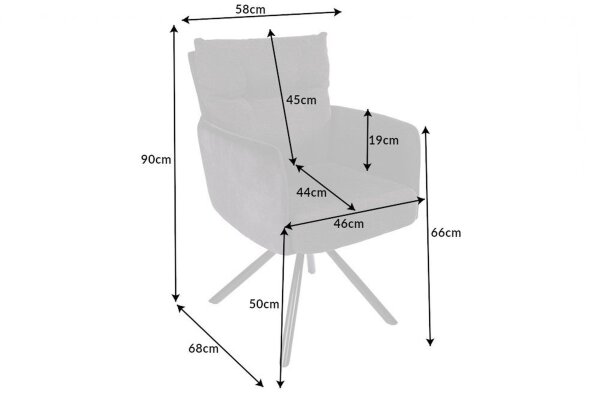 Chaise pivotante velours métal anthracite noir sans roulettes