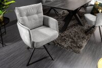 Chaise pivotante velours sans roulettes avec accoudoirs...