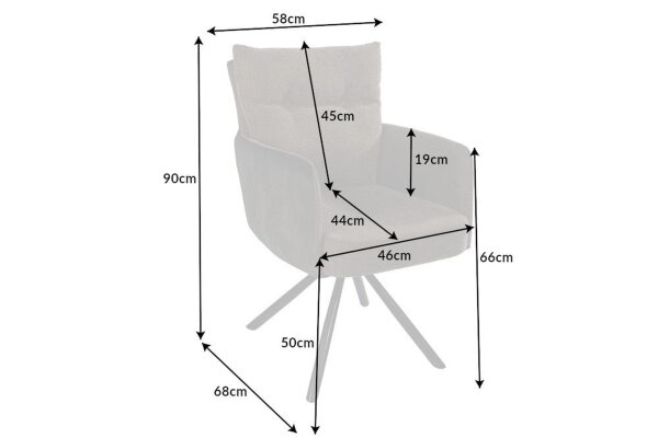 Chaise pivotante velours métal vert olive noir sans roulettes LATVIA