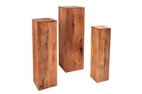 Colonne d&eacute;corative Set de 3 podiums en bois massif...