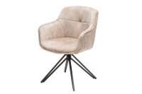 Chaise pivotante velours m&eacute;tal cr&egrave;me beige...