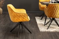 Chaise de bureau pivotante en jaune noir sans roulettes...