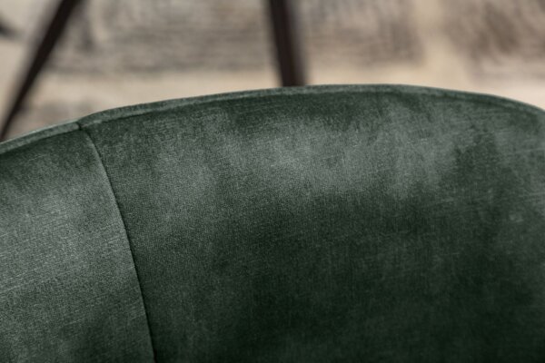 Chaise de bureau pivotante velours métal vert noir sans roulettes
