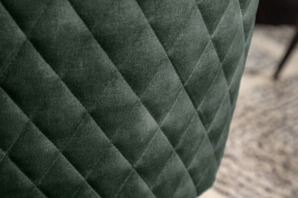 Chaise de bureau pivotante velours métal vert noir sans roulettes