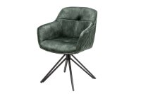 Chaise de bureau pivotante velours m&eacute;tal vert noir...