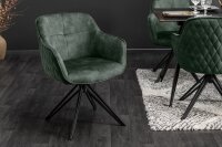 Chaise de bureau pivotante velours métal vert noir...