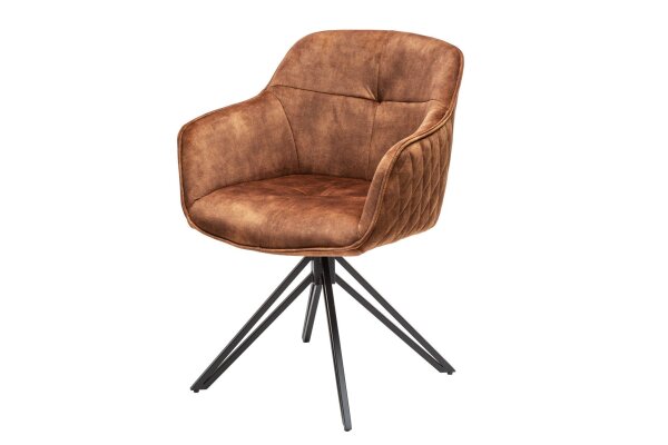 Chaise pivotante velours métal marron noir L : 58 cm avec dossier