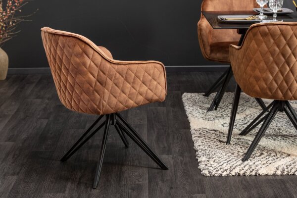 Chaise pivotante velours métal marron noir L : 58 cm avec dossier