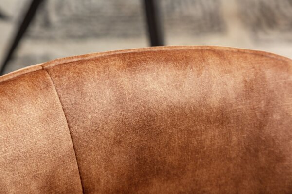 Chaise pivotante velours métal marron noir L : 58 cm avec dossier