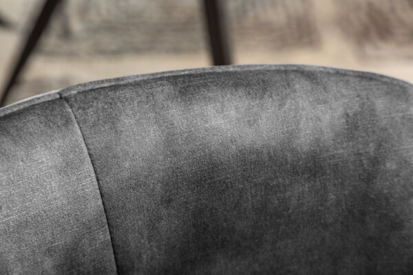 Chaise de bureau avec accoudoirs sans roulettes velours métal gris noir