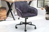 Chaise de bureau velours métal gris noir...