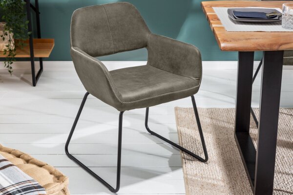 Chaise de salle à manger Taupe Noir Bauhaus Tissu Métal LILLE