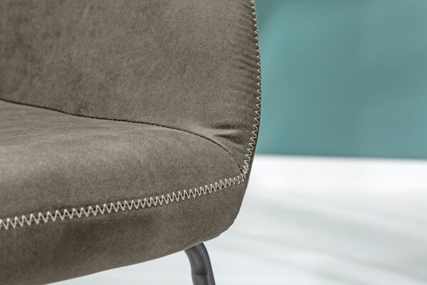 Chaise de salle à manger Taupe Noir Bauhaus Tissu Métal LILLE