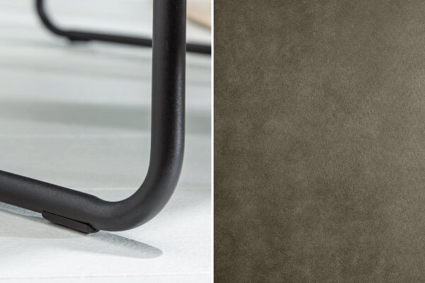 Chaise de salle à manger Taupe Noir Bauhaus Tissu Métal LILLE