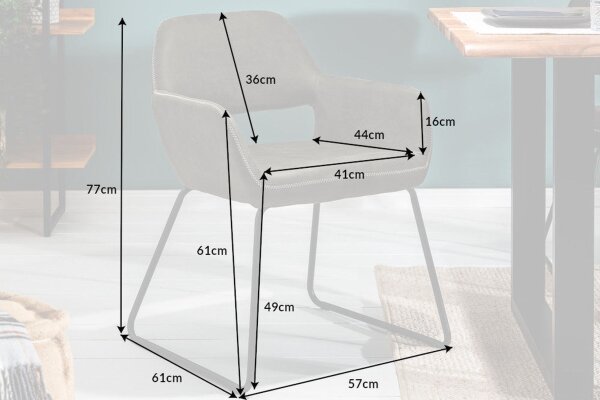 Chaise de salle à manger Taupe Noir Bauhaus Tissu Métal LILLE