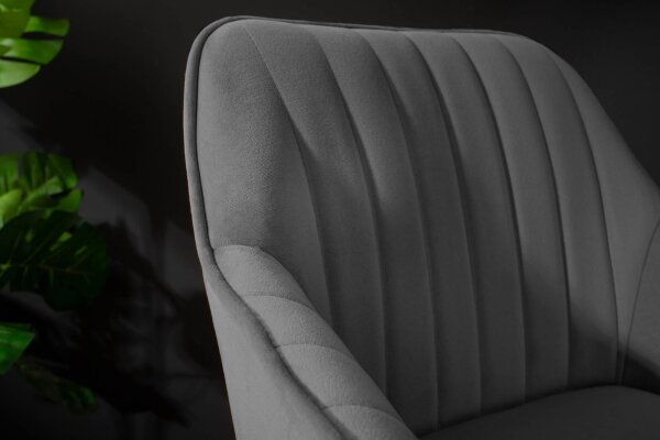 Tabouret de bar velours métal avec dossier gris noir RITA