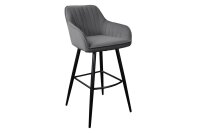 Tabouret de bar velours métal avec dossier gris...