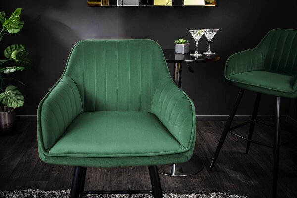Chaise de bar avec dossier velours métal vert noir