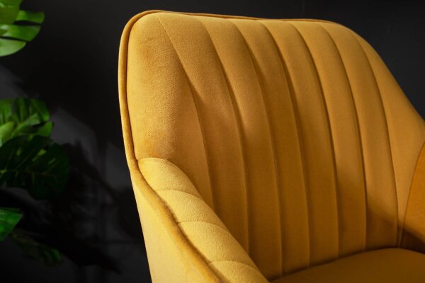 Chaise de comptoir avec dossier velours métal jaune noir
