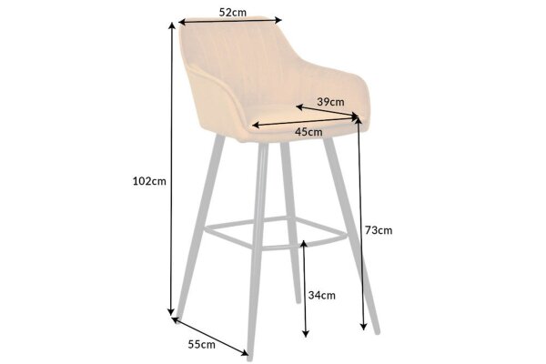 Chaise de comptoir avec dossier velours métal jaune noir