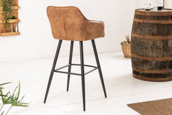 Chaise de comptoir avec dossier Tissu Métal marron noir