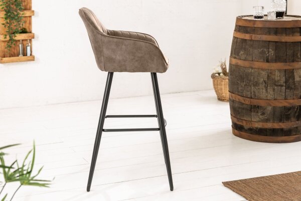 Tabouret de bar avec dossier Tissu Métal Taupe Noir Moderne
