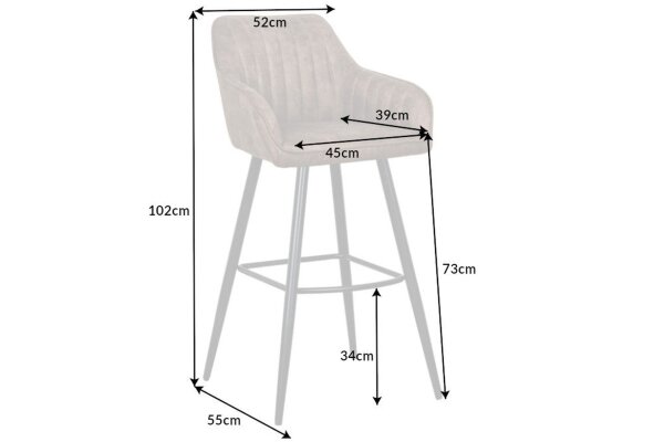 Tabouret de bar avec dossier Tissu Métal Taupe Noir Moderne