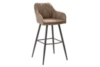Tabouret de bar avec dossier Tissu Métal Taupe...