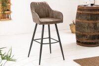 Tabouret de bar avec dossier Tissu Métal Taupe...
