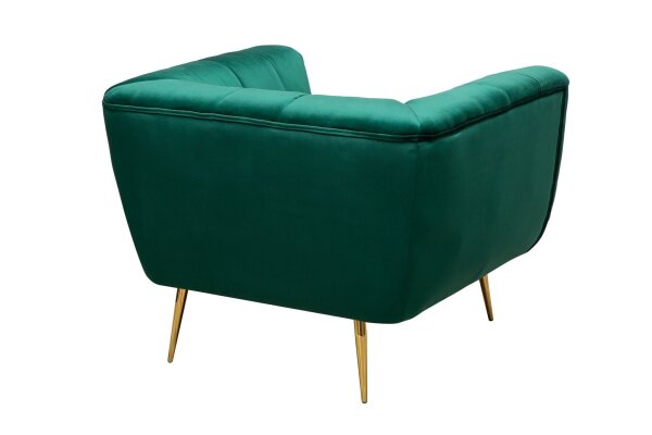 Fauteuil velours housse vert or largeur 105 cm design rétro