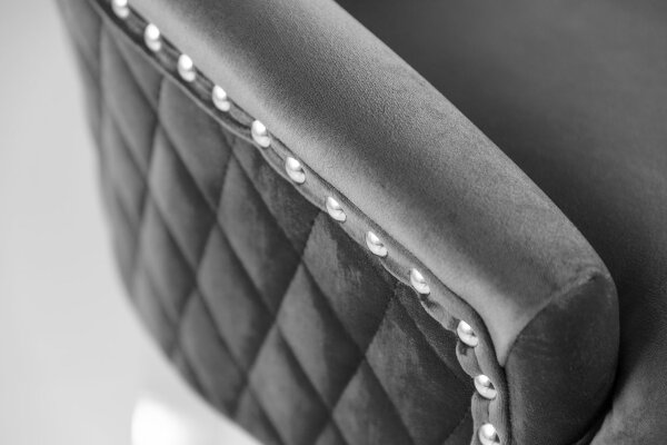 Chaise de salle à manger Gris Argent en velours Acier inoxydable Chesterfield