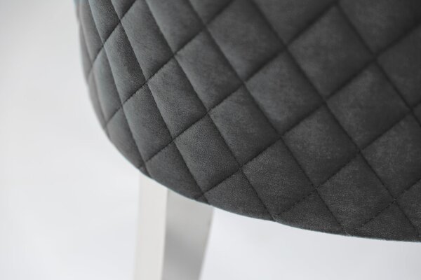 Chaise de salle à manger Gris Argent en velours Acier inoxydable Chesterfield