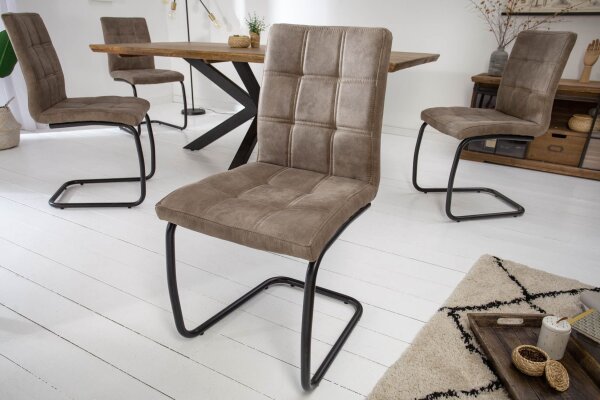 Chaise cantilever Taupe Noir Tissu Fer Moderne
