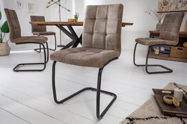 Chaise cantilever Taupe Noir Tissu Fer Moderne