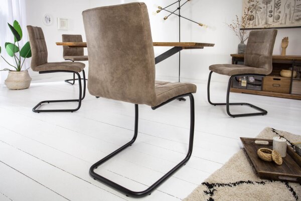 Chaise cantilever Taupe Noir Tissu Fer Moderne
