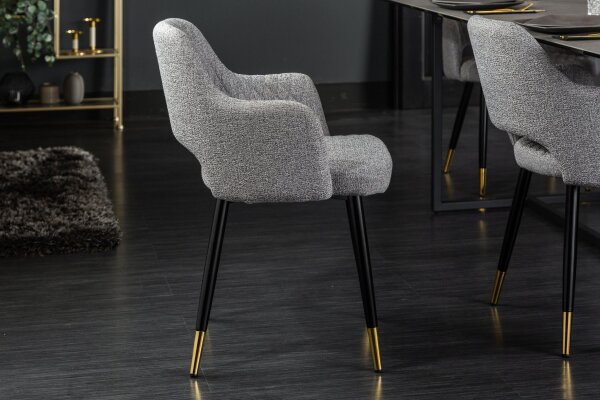 Chaise de salle à manger avec accoudoirs Rétro Gris Noir Or L : 54 cm