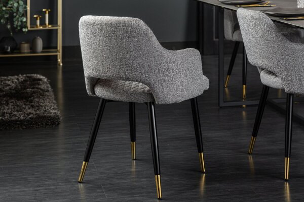 Chaise de salle à manger avec accoudoirs Rétro Gris Noir Or L : 54 cm